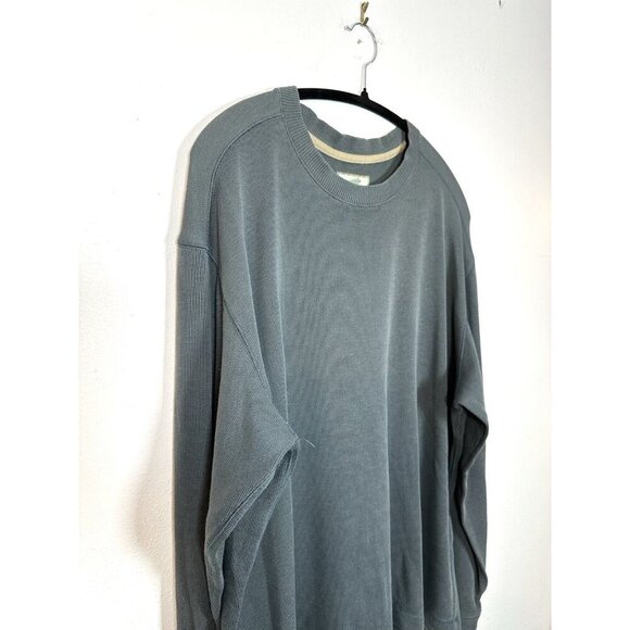 Horny Toad Mens Top Size L Green Cotton Crew Neck Long Sleeve Distressed - Picture 3 of 12